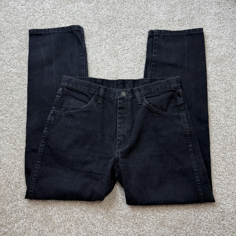 Rustler Jeans Mens 33x32 Black Denim Regular Straight 5 Pocket Casual Pants